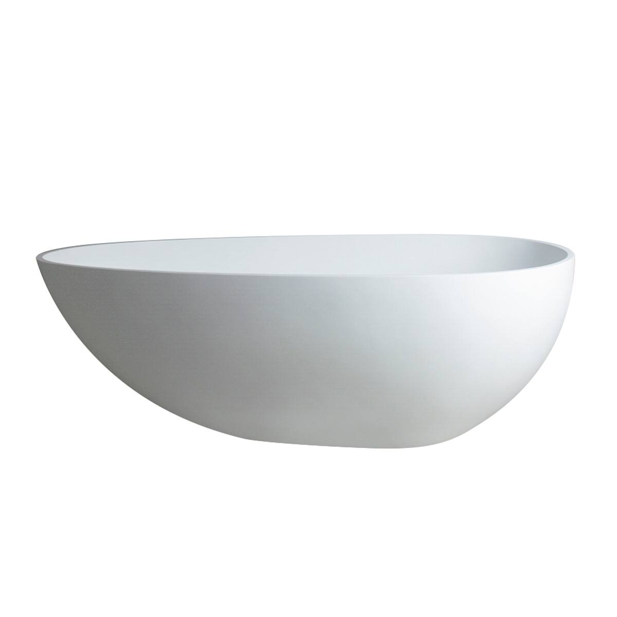 Alt View 6. Loheer - Loheer 59 in Freestanding Stone Resin Soaking Bathtub in Matte White with Center Drain and Overflow - Matte White.