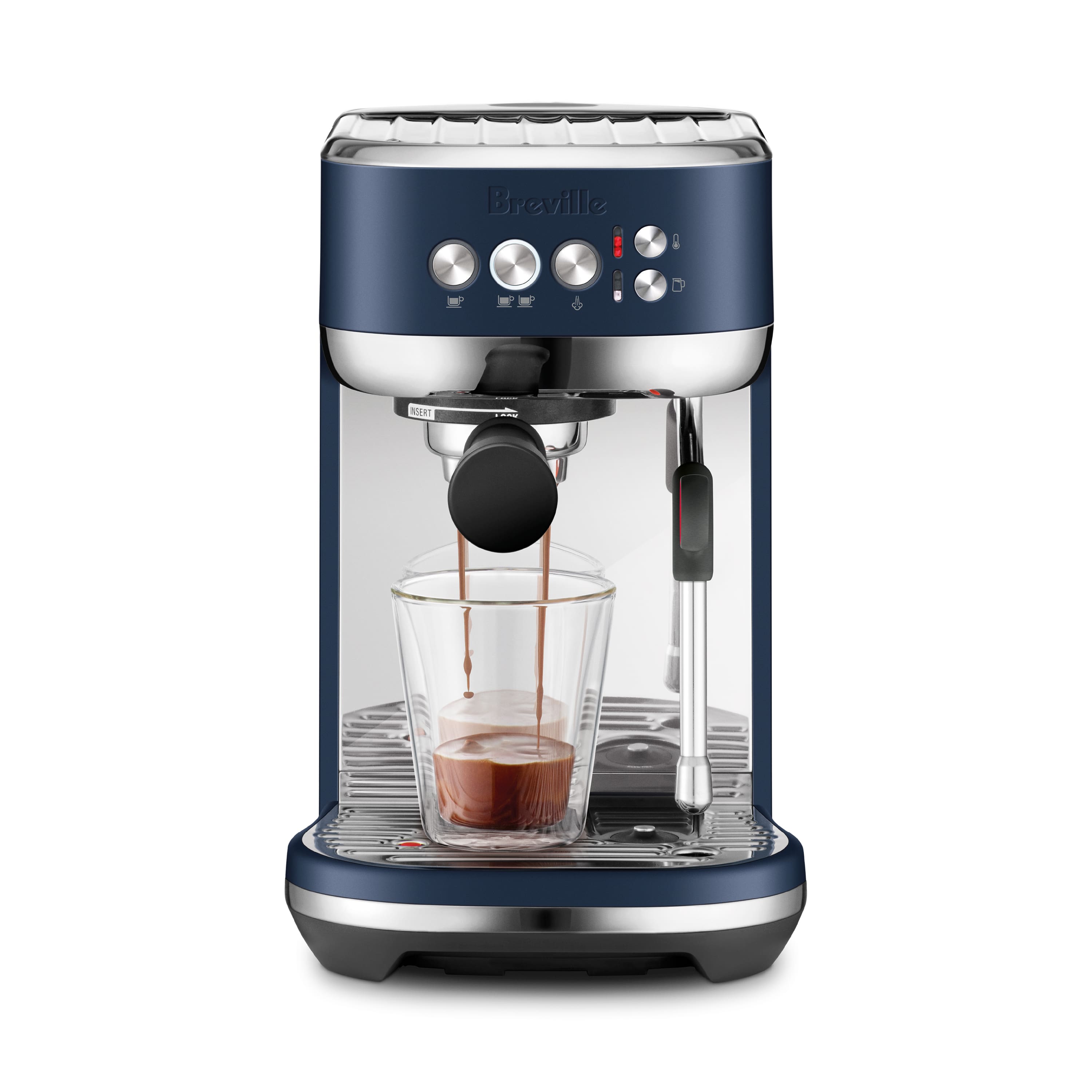 Breville - the Bambino Plus Espresso Machine with 15 bars of pressure and Milk Frother - Damson Blue