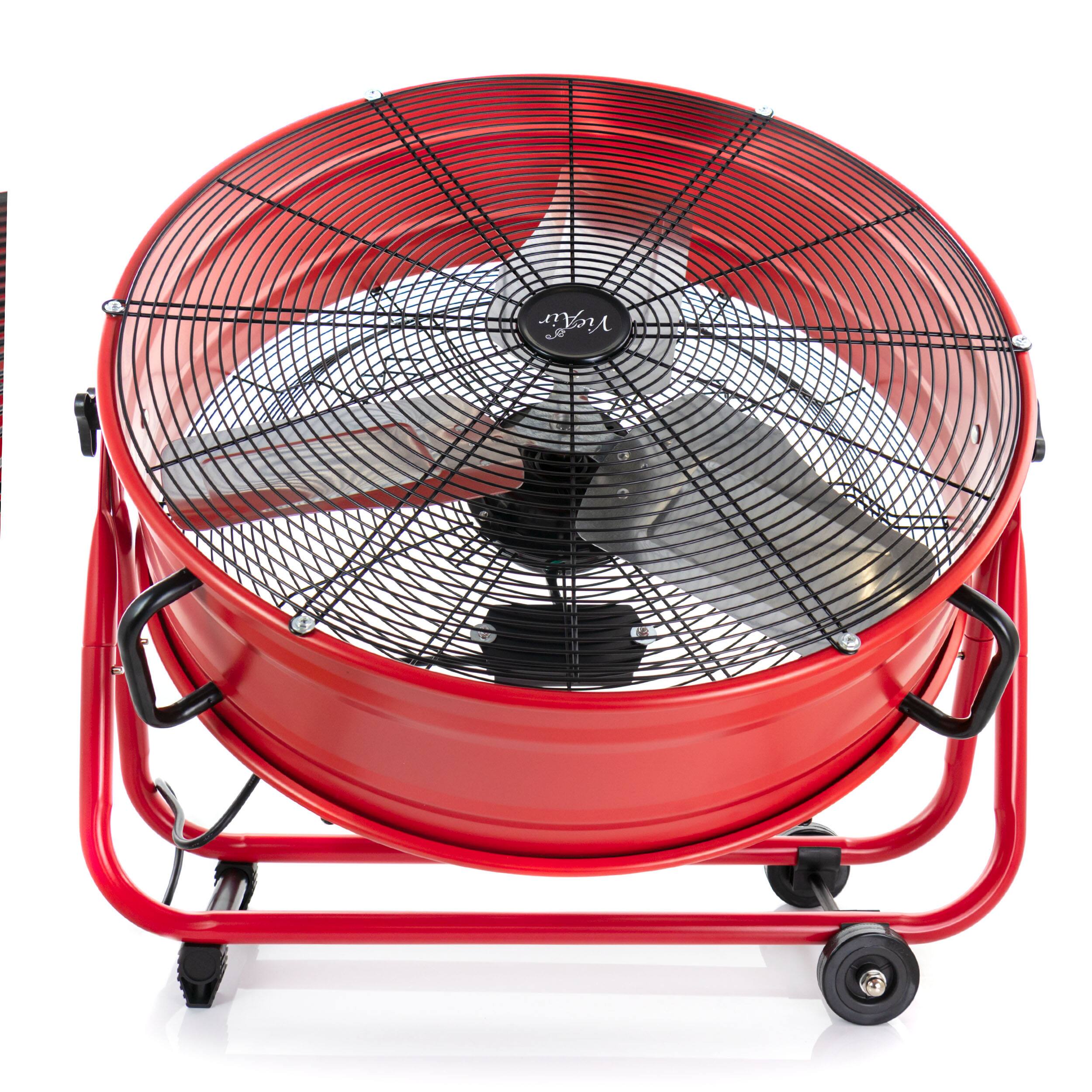 Alt View 3. VieAir - Vie Air 24 Inch Commercial Floor Drum Fan in Red - Red.