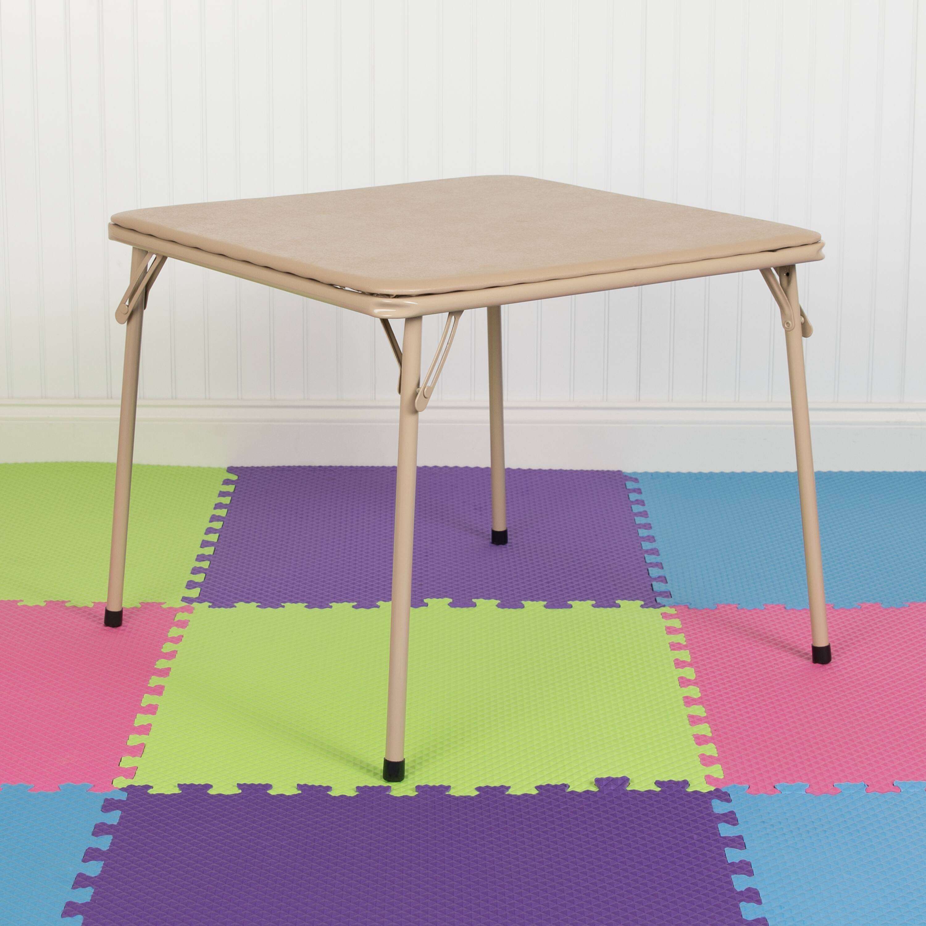 Alt View 1. Emma + Oliver - Kids Folding Game and Activity Table - Toddler Table for Daycare Center - Tan.