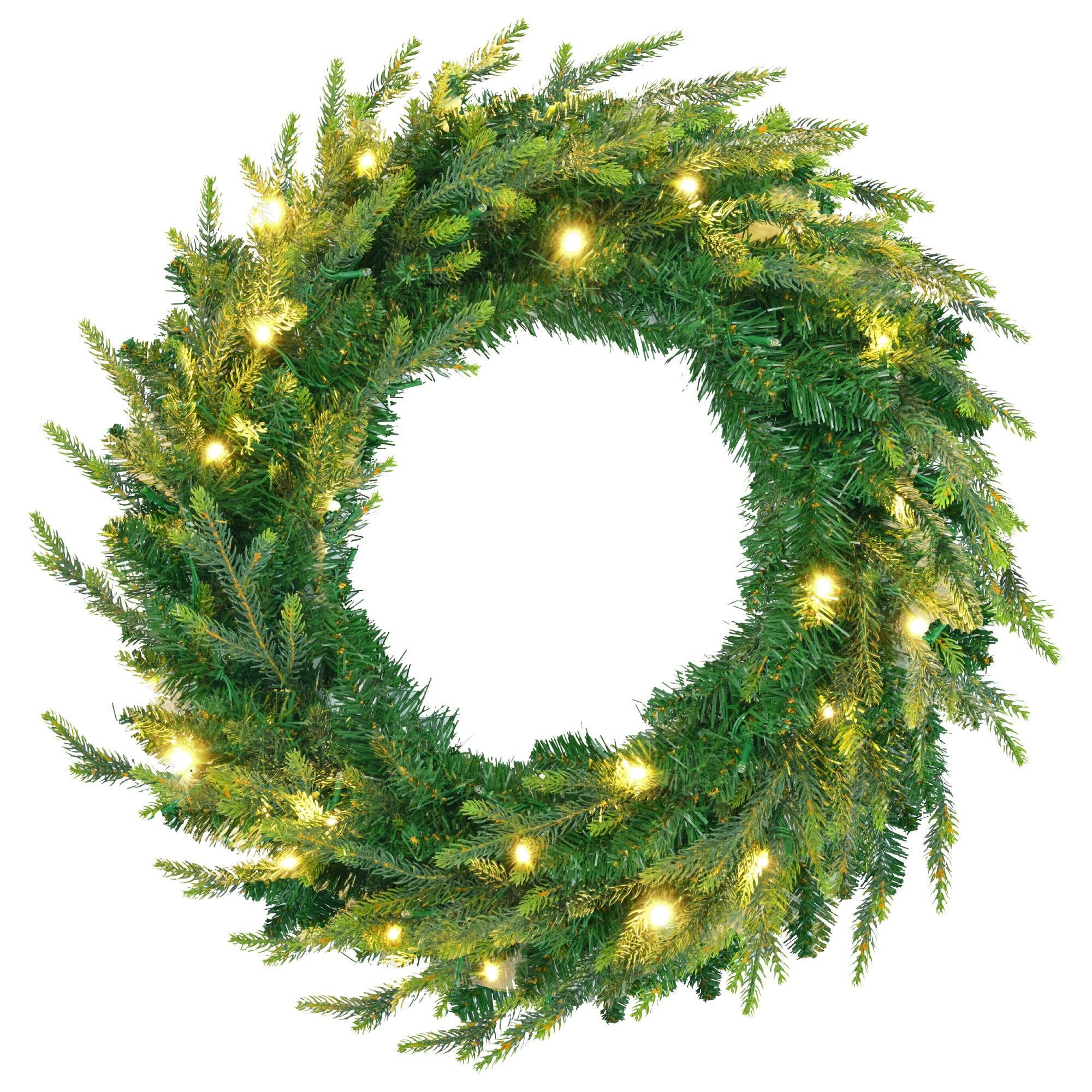 Alt View 7. BreeBe - 6FT Pre-Lit Aspen Fir Artificial Christmas Tree with Wreath & Garland - Green.