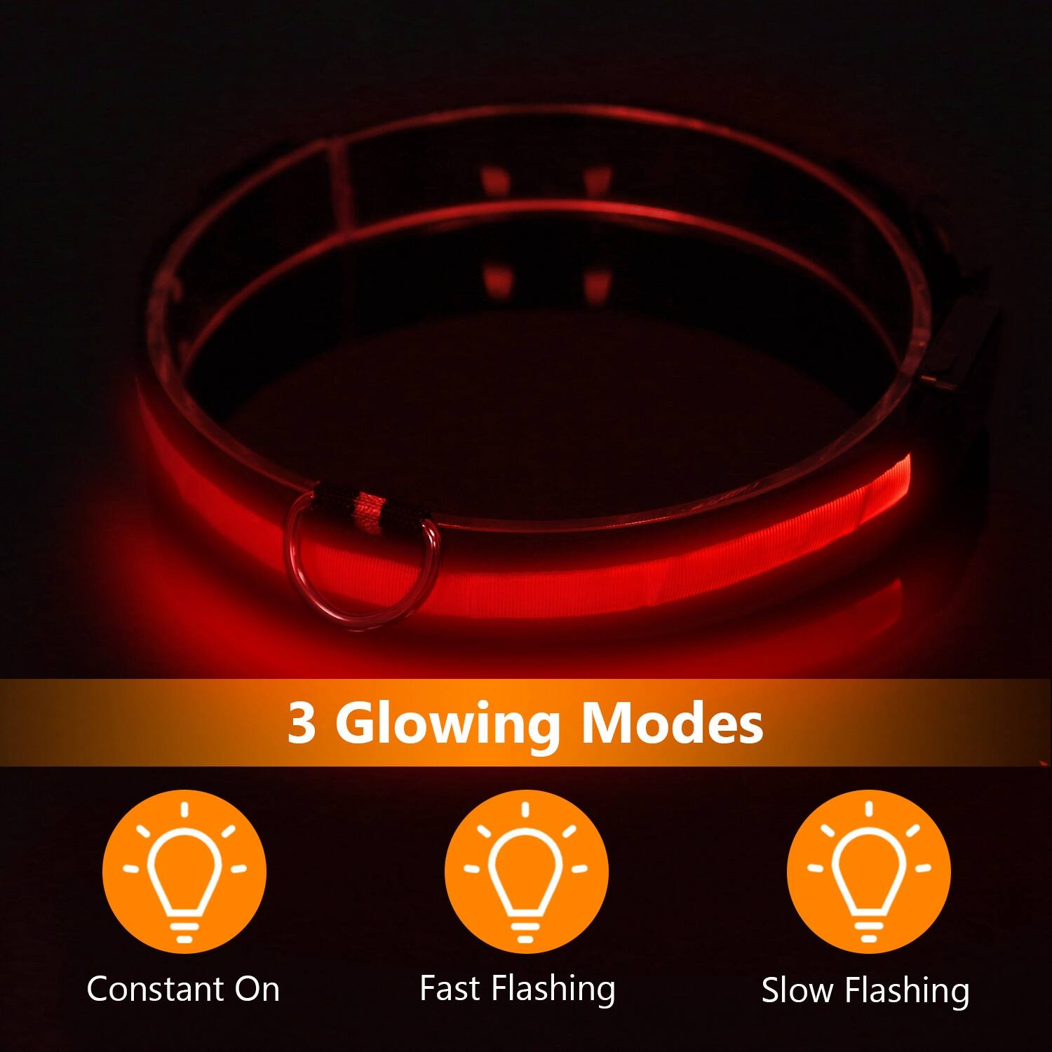 3 Glowing Modes

- Constant On
- Fast Flashing
- Slow Flashing