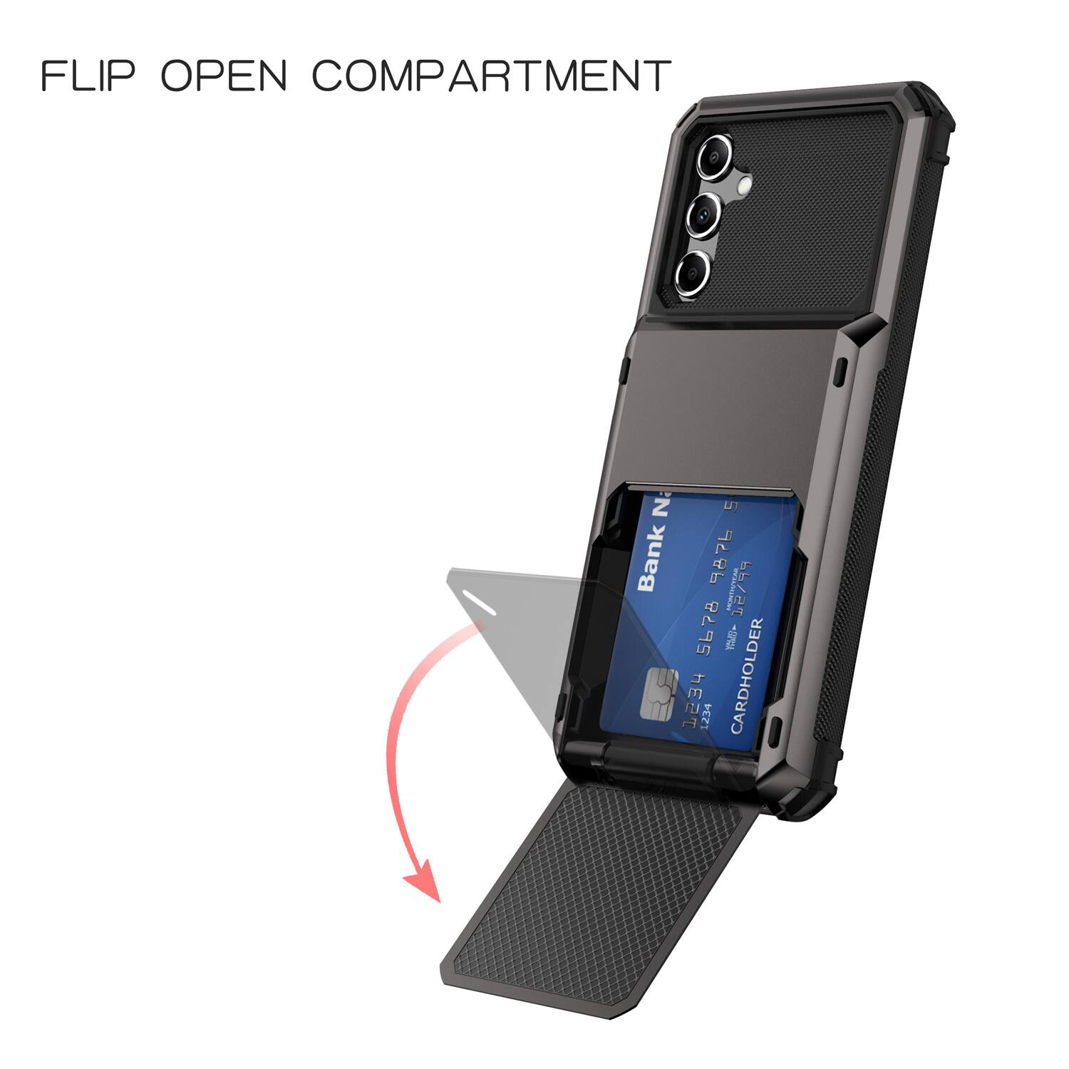 FLIP OPEN COMPARTMENT

Bank 9876 PPAST 5678 - 1234 1234 CARDHOLDER