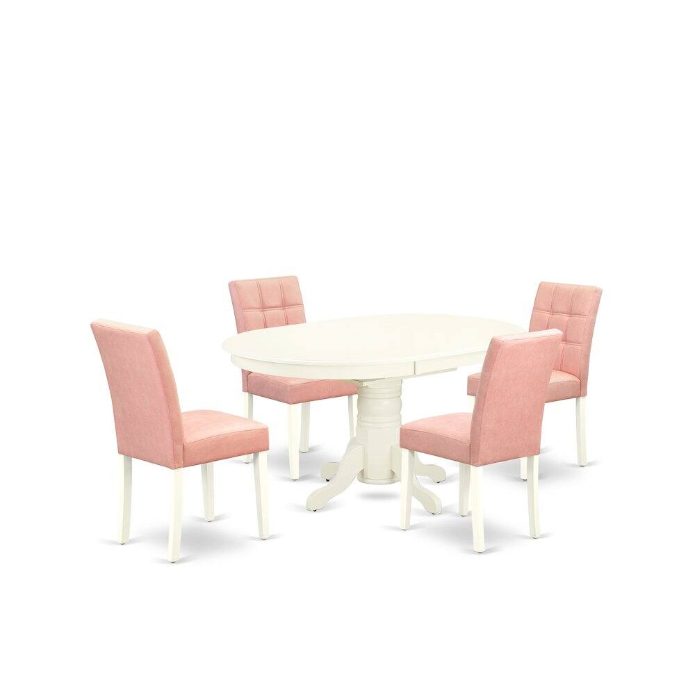 Back. East West Furniture - 5 Piece Kitchen Table Set - White.