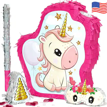 Front. JitteryGit - Unicorn Pinata Theme Birthday Party Favor Treasure Hunt Game.