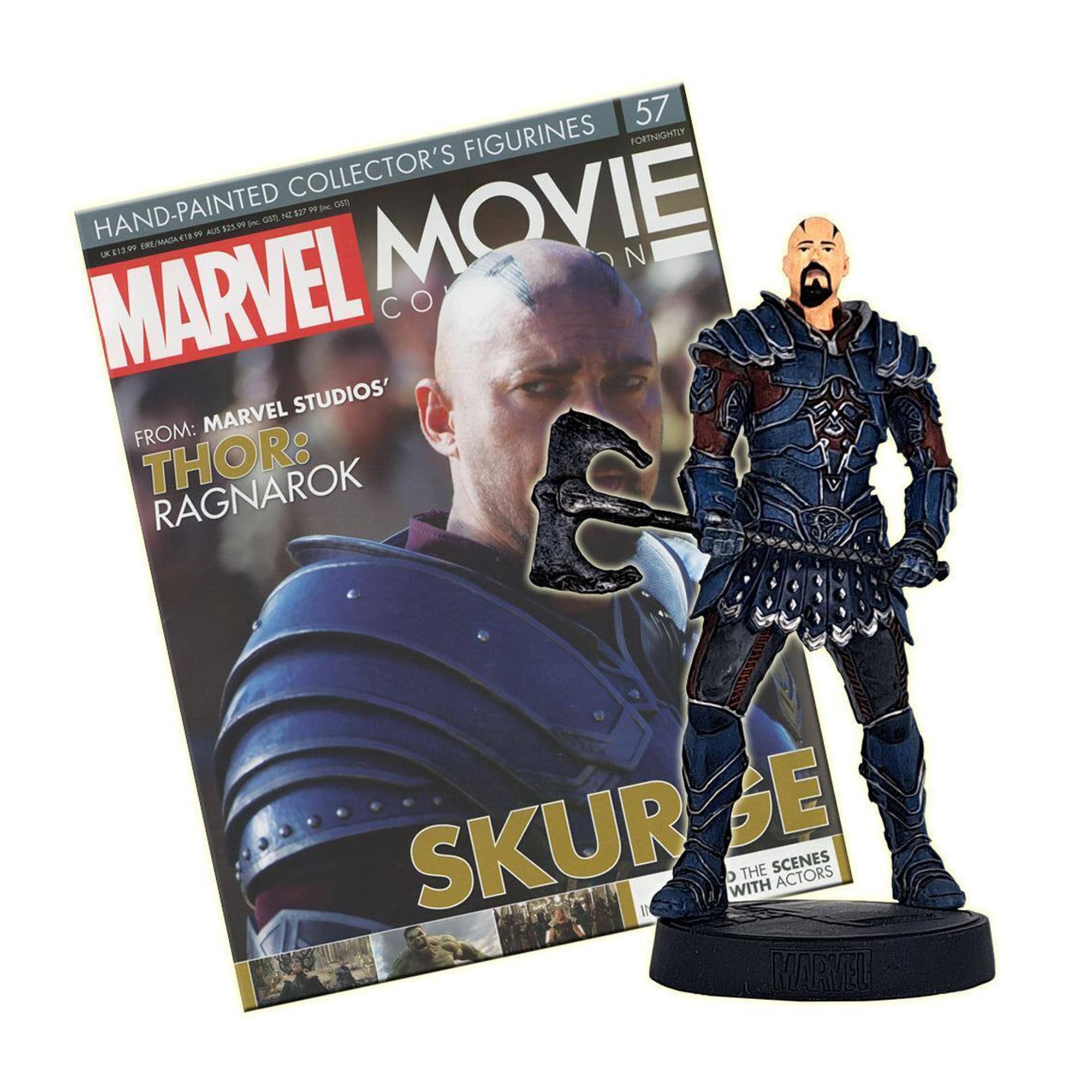 57 FIGURINES PORTNIGHTLY COLLECTOR'S  
HAND-PAINTED  
FROM: MARVEL STUDIOS' THOR: RAGNAROK  
SKURGE  
THE SCENES WITH ACTORS  
MARVEL  
MOVIE COLLECTION  
57  
FORTNIGHTLY  
MARVEL  
MOVIE COLLECTION  
FROM: MARVEL STUDIOS' THOR: RAGNAROK  
SKURGE  
THE SCENES WITH ACTORS  
MARVEL