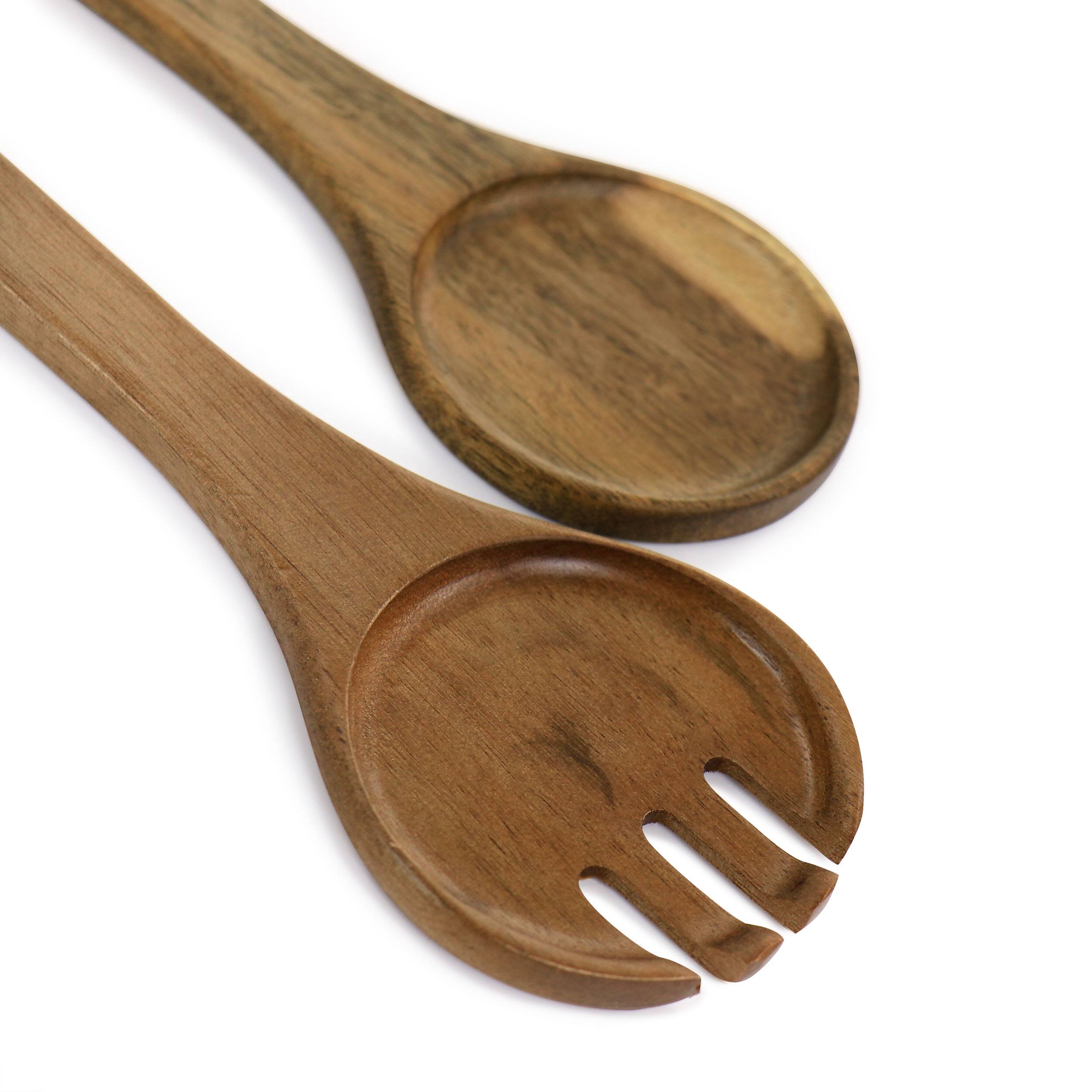 Alt View 5. Gibson - Gibson Elite 3 Piece Acacia Wood Salad Bowl and Spoon Set in Brown - Brown.