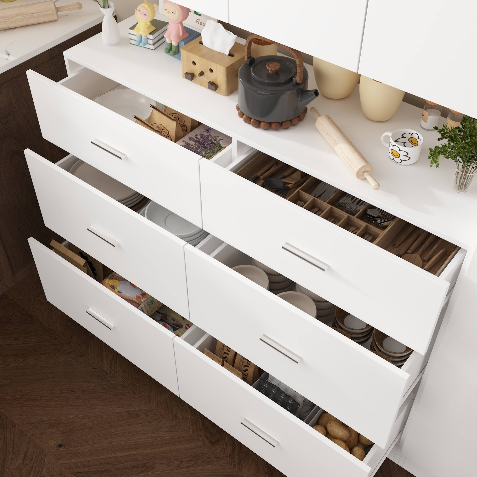 The text on the image reads:

- "fleu" (on the tissue box)