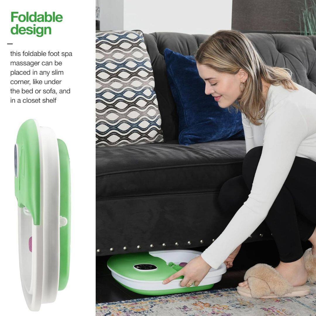 Foldable design

This foldable foot spa massager can be placed in any slim corner, like under the bed or sofa, and in a closet shelf.