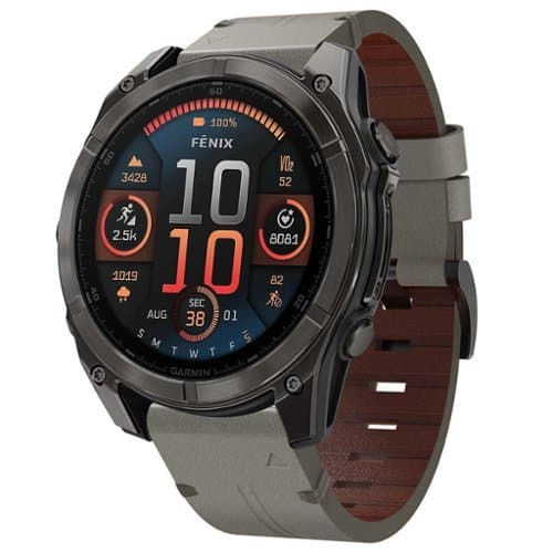 StrapsCo - Italian Leather Strap QuickFit 26 Watch Band For Garmin Fenix 8 & 8 Pro – 51mm (Extra Long) - Graphite