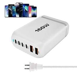 BEARSOLIM - USB C Charger Block 160W,6-Port USB PD Charger,4 USB-A+2 USB-C Super Fast Charging Desktop Charging Station - White