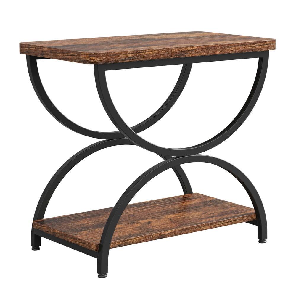 Alt View 1. Kadyn - Kadyn Sofa Side End Table, 2-Tier Couch Table, Rectangular Table with Stylish Metal Frame,Rustic Brown & Black - Brown.