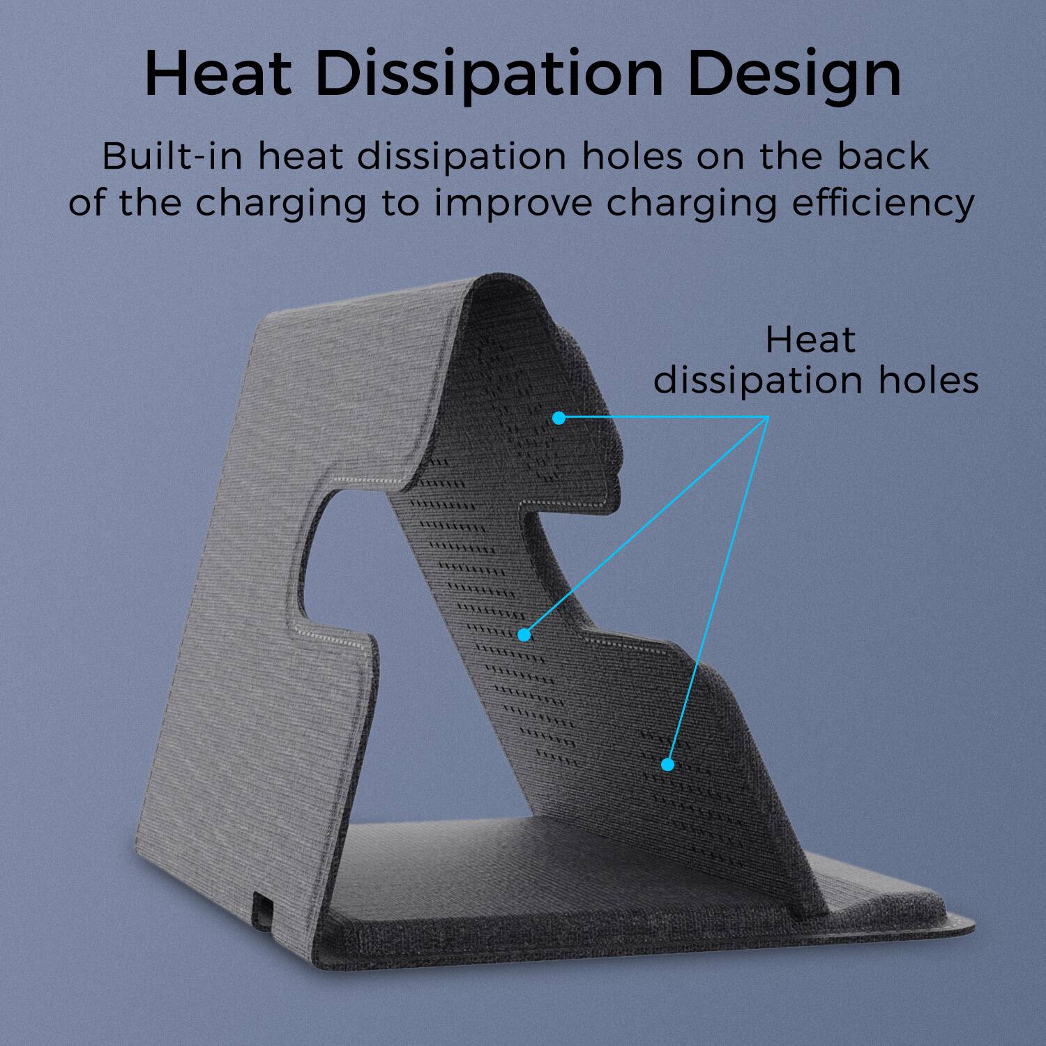Heat Dissipation Design, Built-in heat dissipation holes on the back of the charging to improve charging efficiency, Heat dissipation holes 1