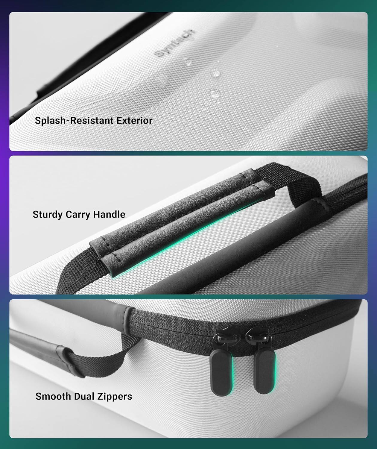 - Splash-Resistant Exterior
- Sturdy Carry Handle
- Smooth Dual Zippers