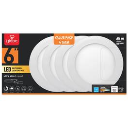 Globe Electric - Ultra Slim Energy Star White 6 in. W Aluminum LED Canless Recessed Downlight 12 W
