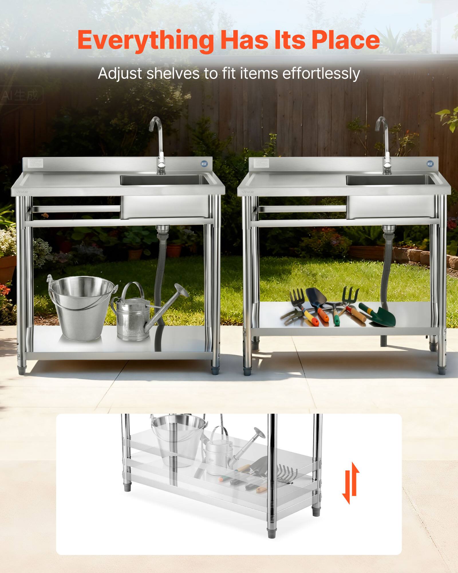 Everything Has Its Place  
Adjust shelves to fit items effortlessly