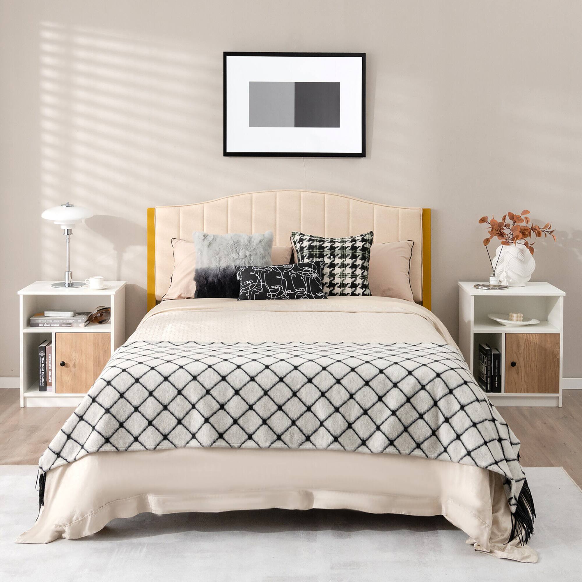 Alt View 8. Gymax - Gymax 2 PCS Nightstands Side End Beside Table w/ Storage Shelf for Bedroom Living Room - White.