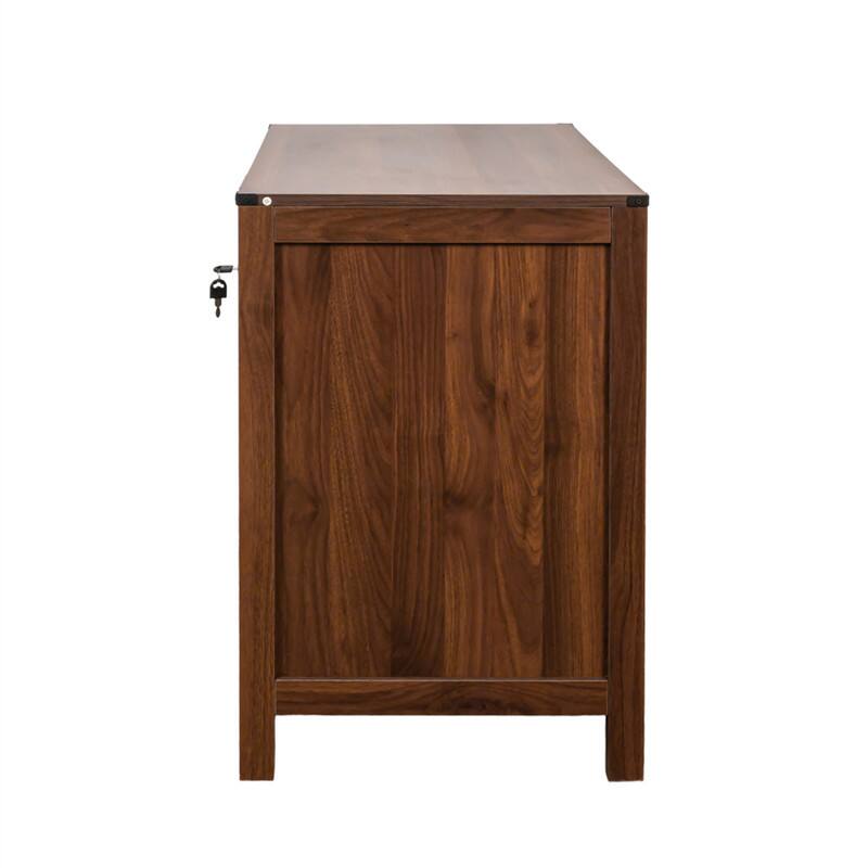 Alt View 5. HTUTWOO - 2 Drawer Farmhouse File Cabinet with Lock - Filing Cabinet for Home Office Design for Home Office - Walnut.