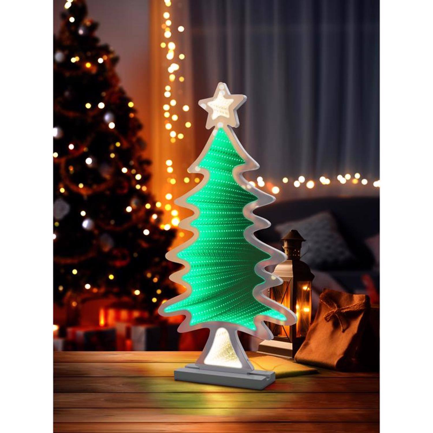 Angle. Celebrations - Celebrations LED Warm White & Green Tree Animated Decor 23.62 in. (Case of 4) - Green|White.