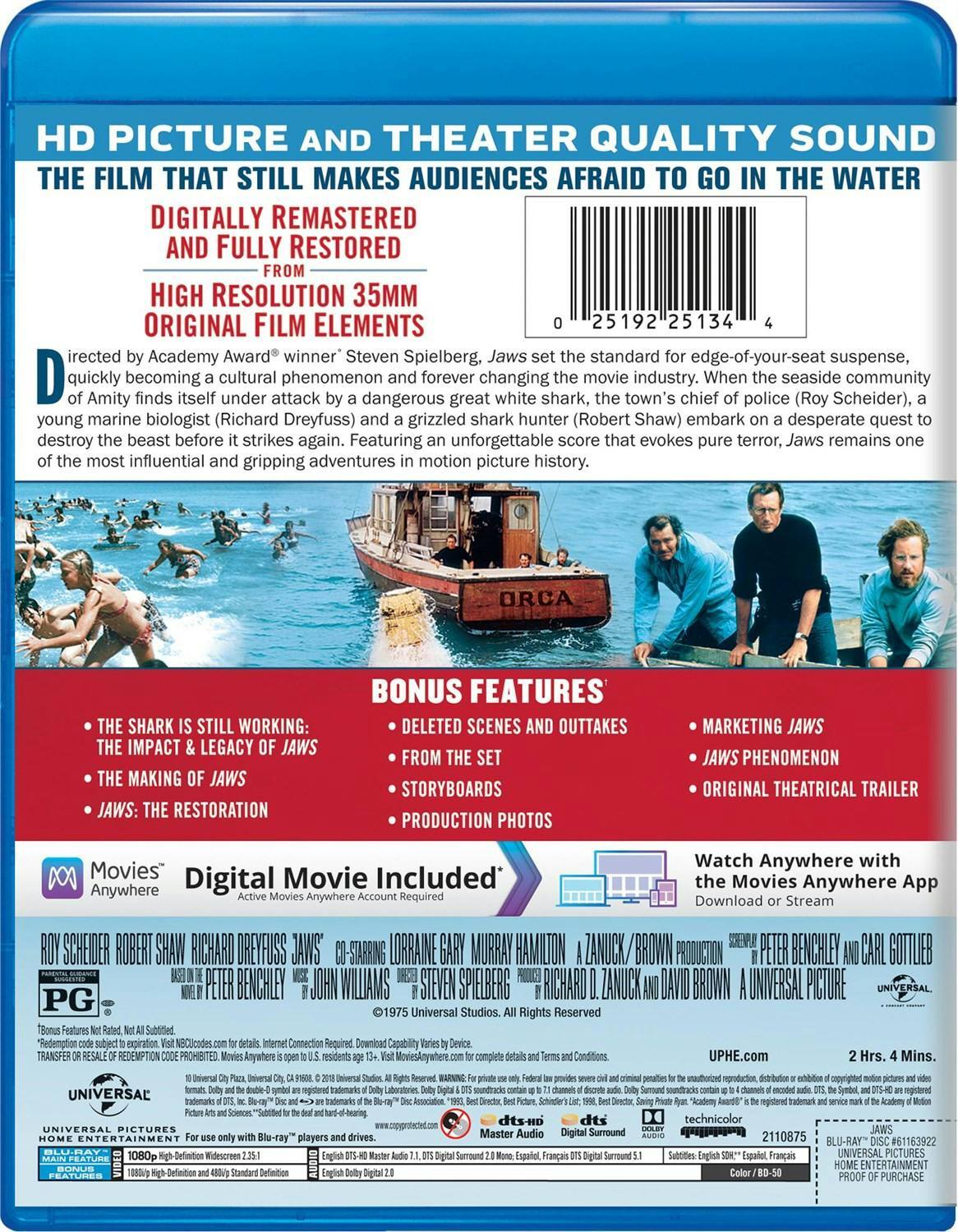Back. Jaws (Blu-ray + Digital Copy) [Blu-ray].