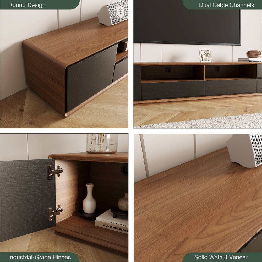 Round Design  
Dual Cable Channels  
Industrial-Grade Hinges  
Solid Walnut Veneer