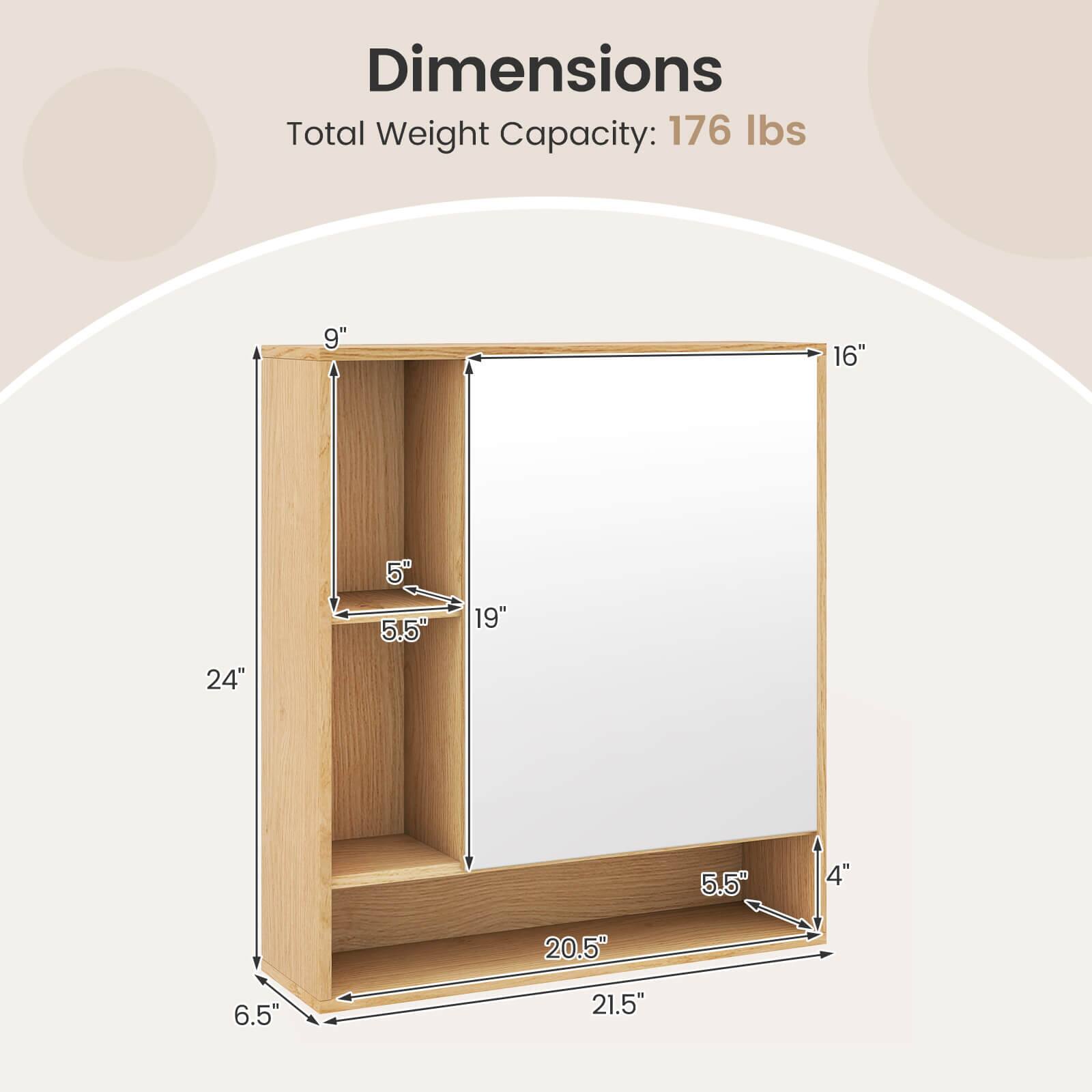 Dimensions  
Total Weight Capacity: 176 lbs  
9" 16" 5" 5.5" 19" 24" 5.5" 4" 20.5" 6.5" 21.5"