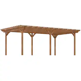 Outsunny - 12' x 20' Outdoor Pergola, Wood Gazebo Grape Trellis with Stable Structure for Climbing Plant Support, Garden - Brown