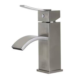 Alfi - Brushed Nickel Square Body Curved Spout Single Lever Bathroom Faucet - Silver
