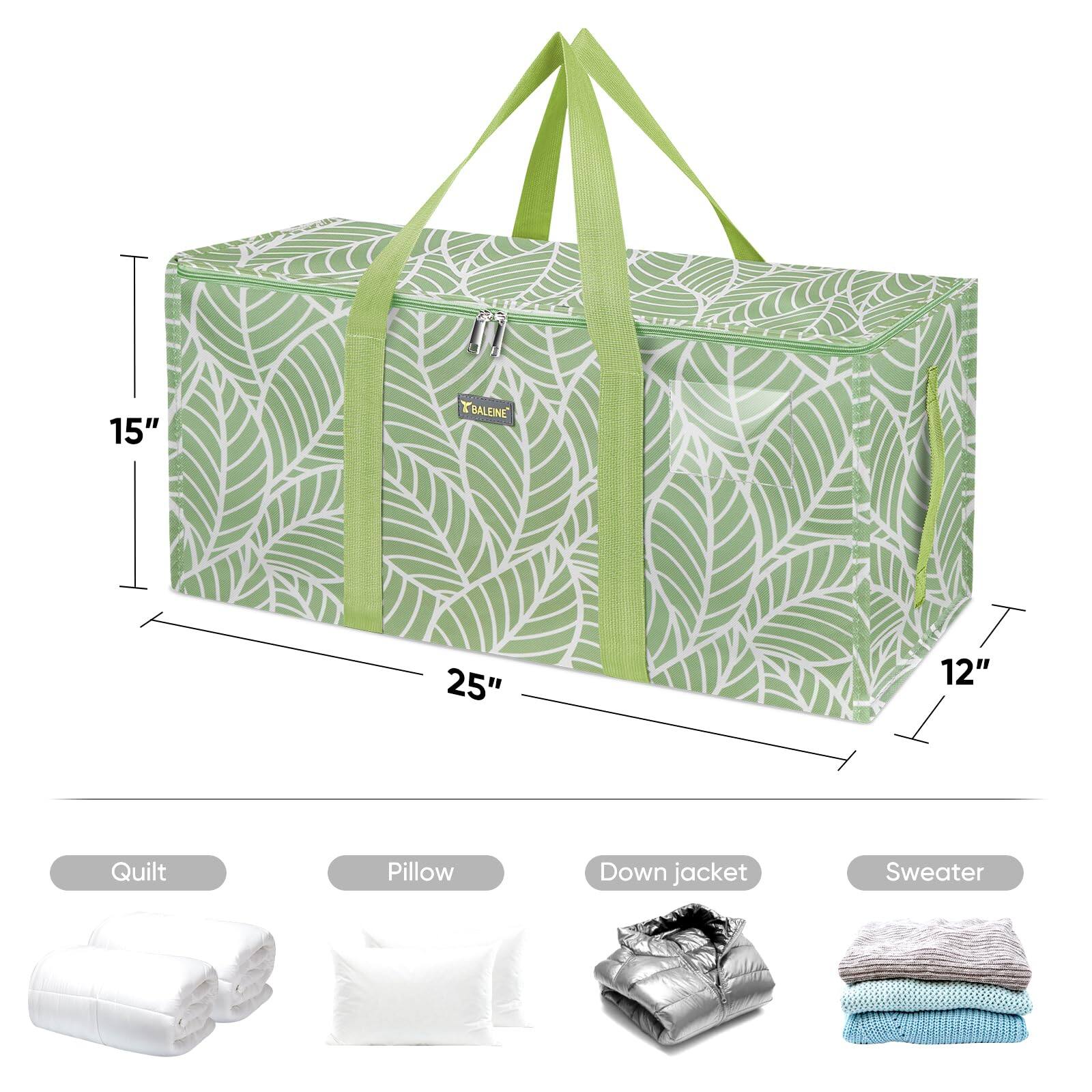 15" x 25" x 12" Baleine Duffel Bag

Includes:
- Quilt
- Pillow
- Down Jacket
- Sweater