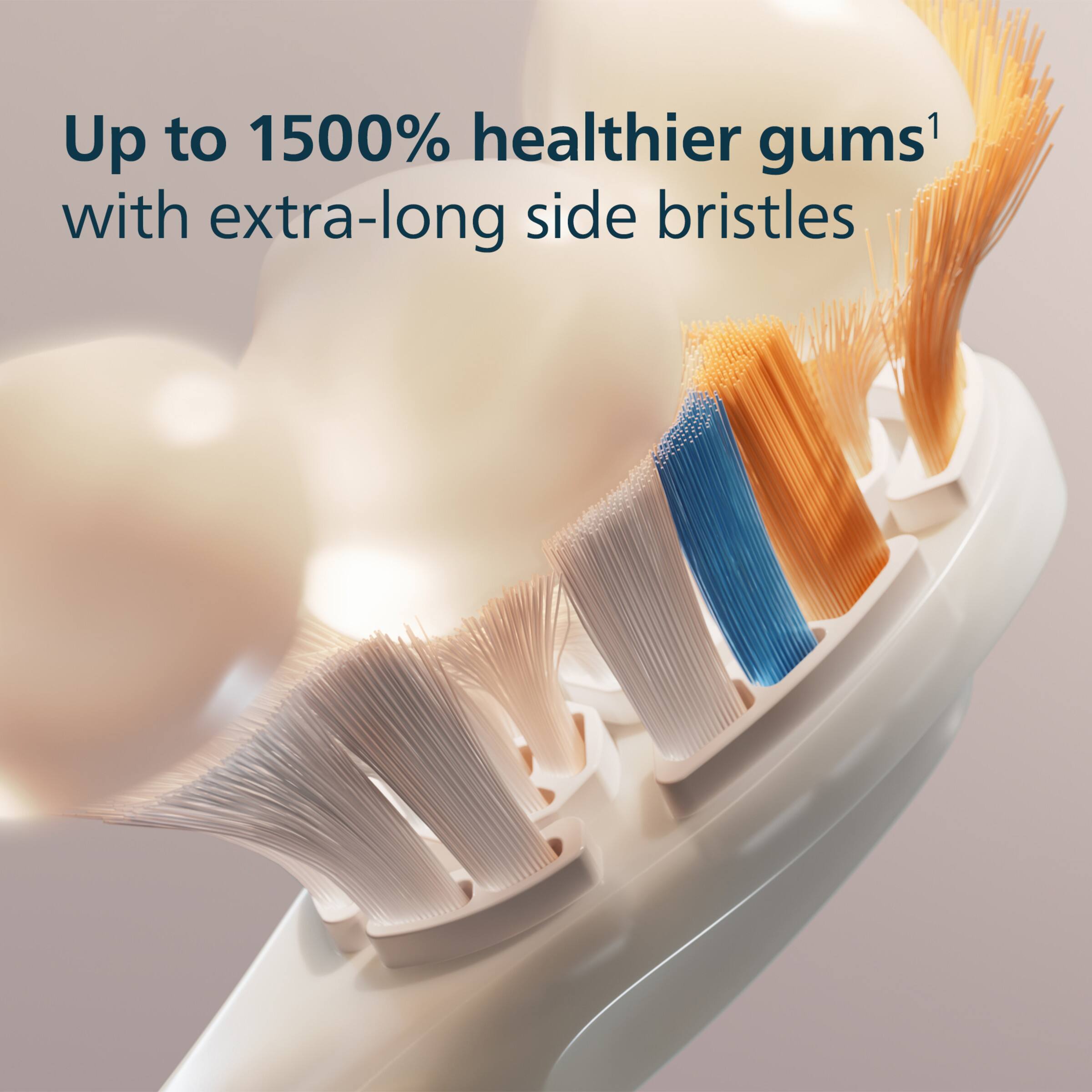 Up to 1500% healthier gums¹ with extra-long side bristles