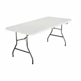 Boyel Living - White 6FT Fold-in-Half Table with Metal Frame Easy to Clean Waterproof Surface - Gray
