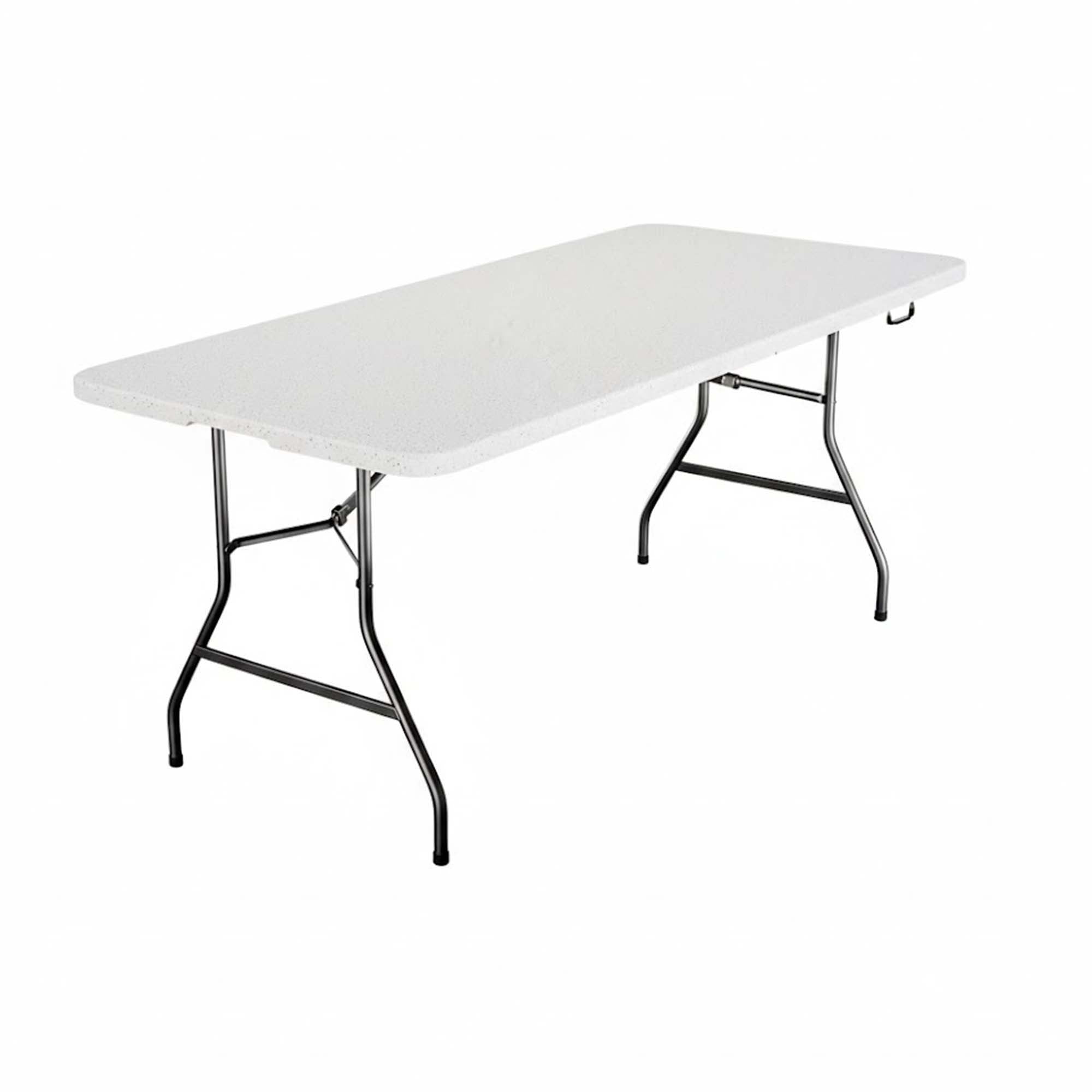 Front. Boyel Living - White 6FT Fold-in-Half Table with Metal Frame Easy to Clean Waterproof Surface - Gray.