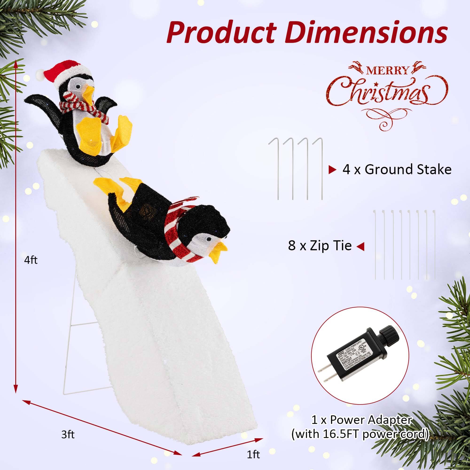 Product Dimensions: 4ft MERRY Christmas 1 4 X Ground Stake 8 X Zip Tie 3ft 1ft 1 X Power Adapter (with 16.5FT power cord)