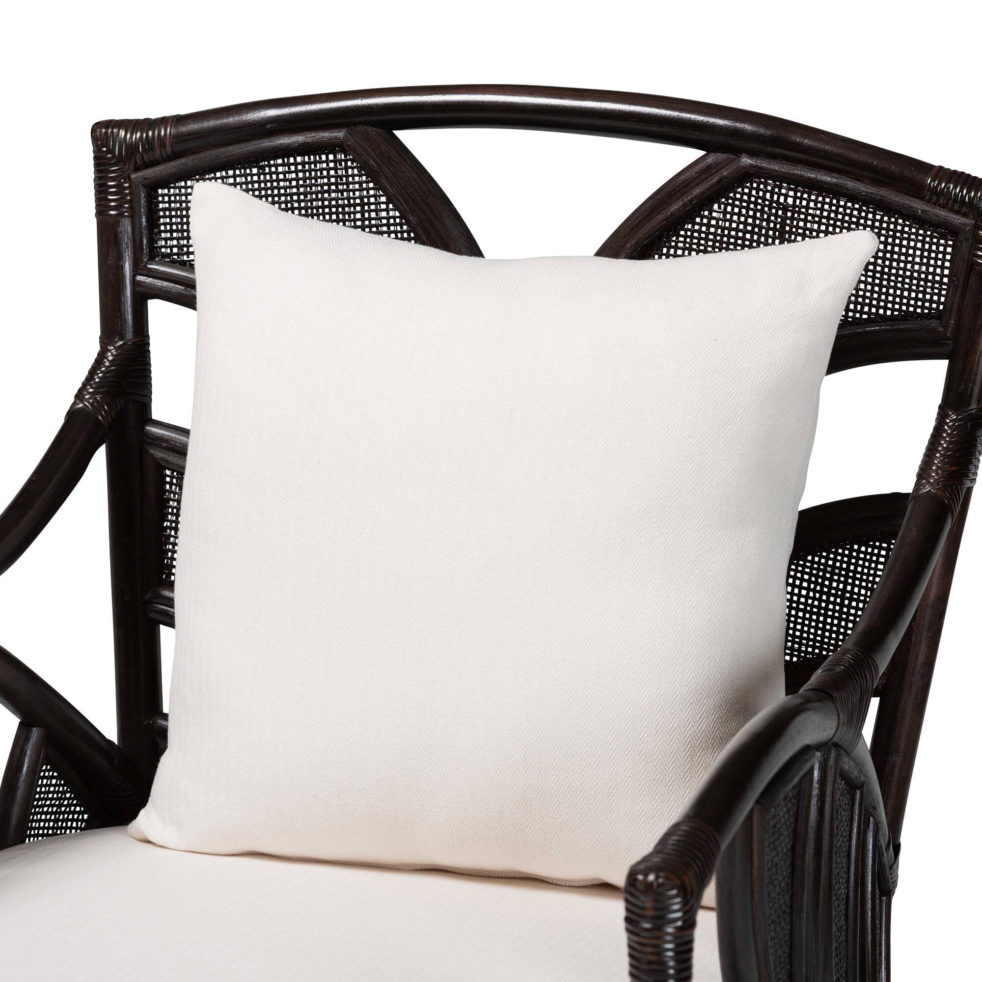 Alt View 1. bali & pari - Paden Natural Rattan Armchair - Handwoven Wicker Accent Chair with Banana Leaf Frame for Living Room or Sun Room - Espresso.