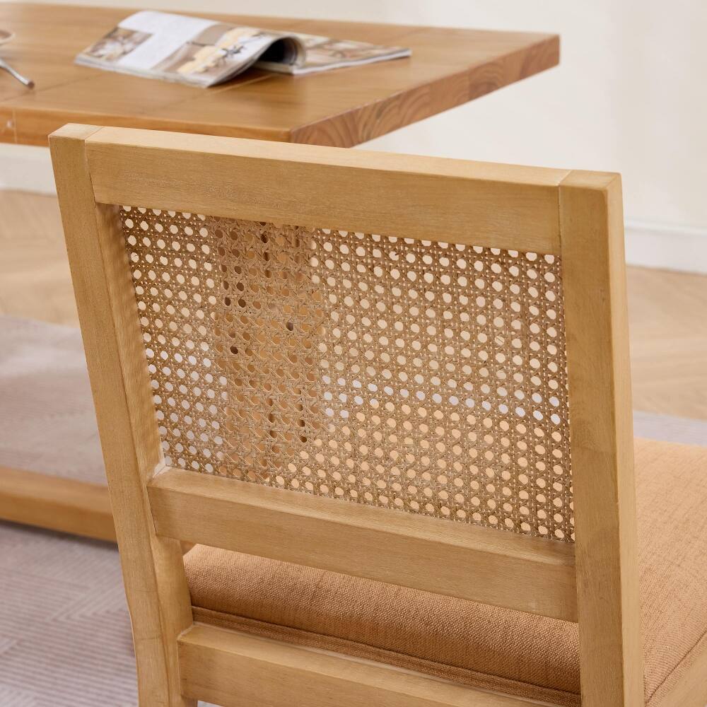 Alt View 7. Loheer - Loheer Rattan Dining Chairs Set of 2 Farmhouse Kitchen Chairs Tan - Tan.