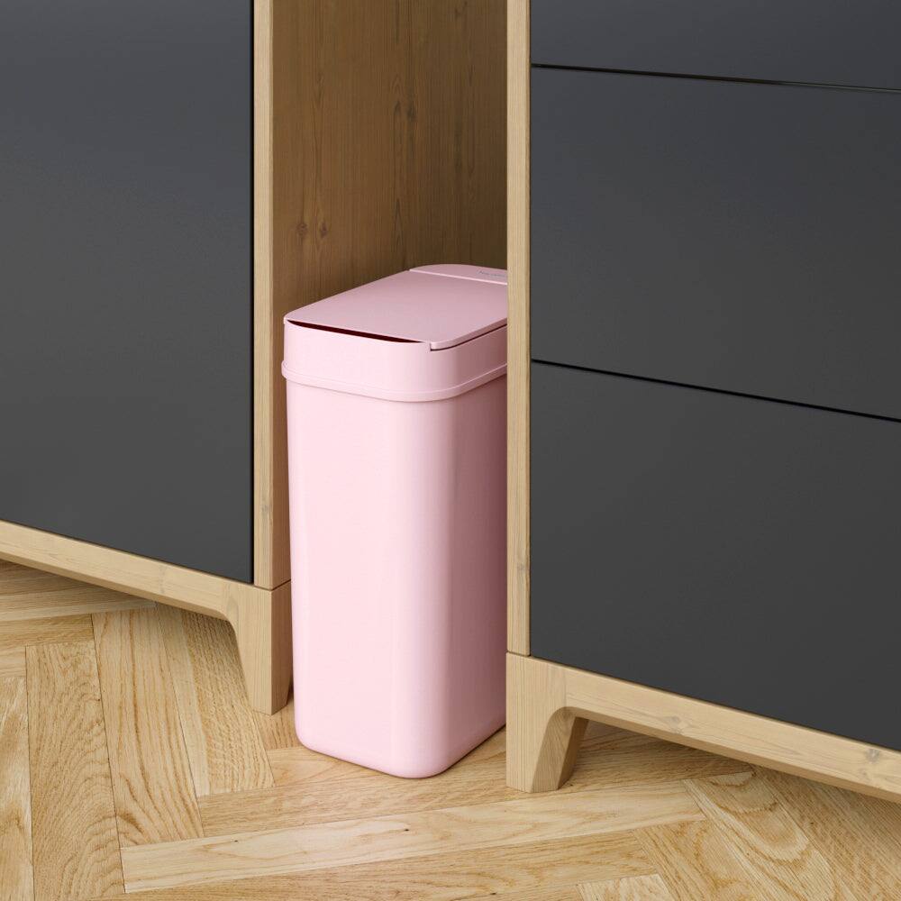 Angle. iTouchless - 3 Gallon Plastic Sensor Bathroom Trash Can - Pink.