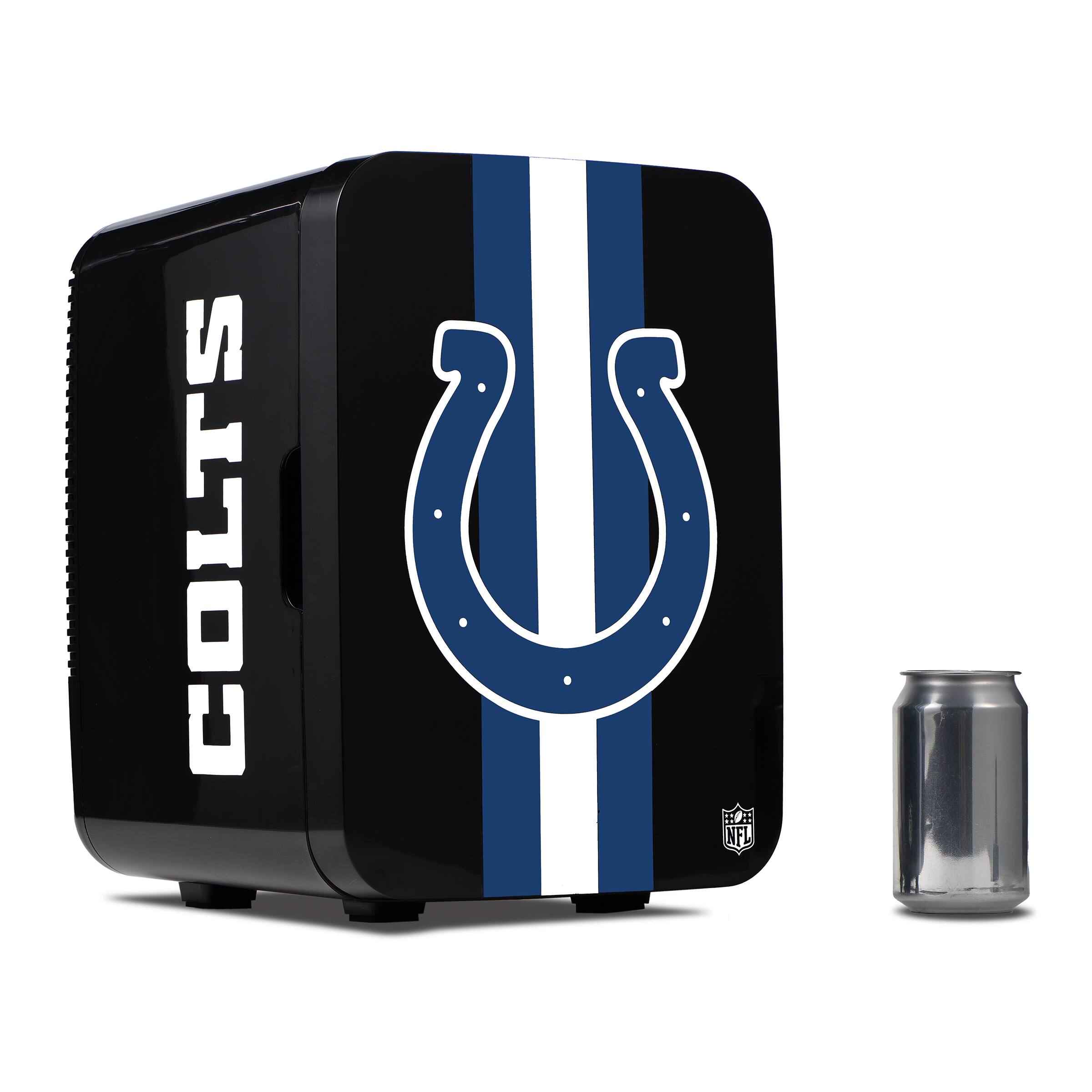 Ukonic NFL Indianapolis Colts 15-Can Mini Fridge 10L AC/DC Portable Refrigerator, Official Team Logo - Blue