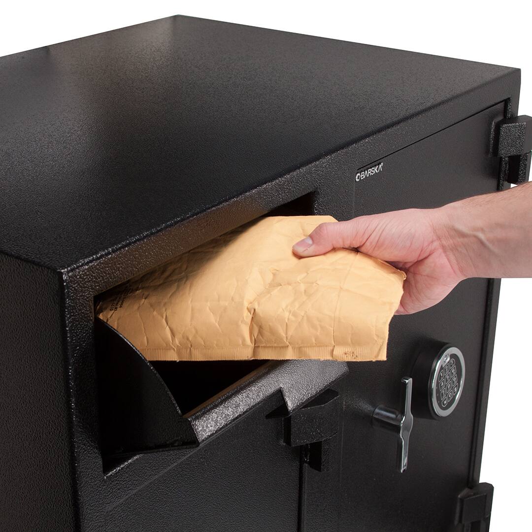 Alt View 11. Barska - Large Double Digital Depository Safe-Dual Keypad Lock with Rotary Drop Slot, 2 Secure Compartments, 5 Steel Deadbolts - Black.