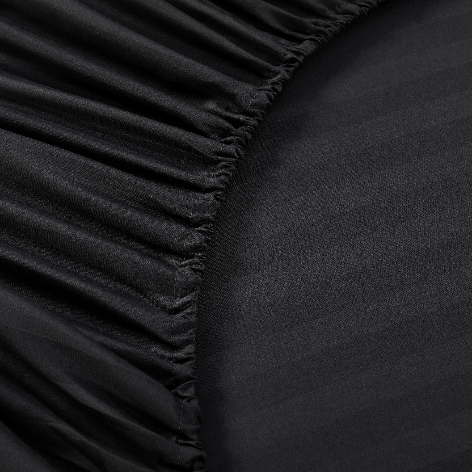 Back. MarCielo - Marcielo 4-Pieces Soft Striped Bed Sheets with 18 inches Deep Pocket - Black.