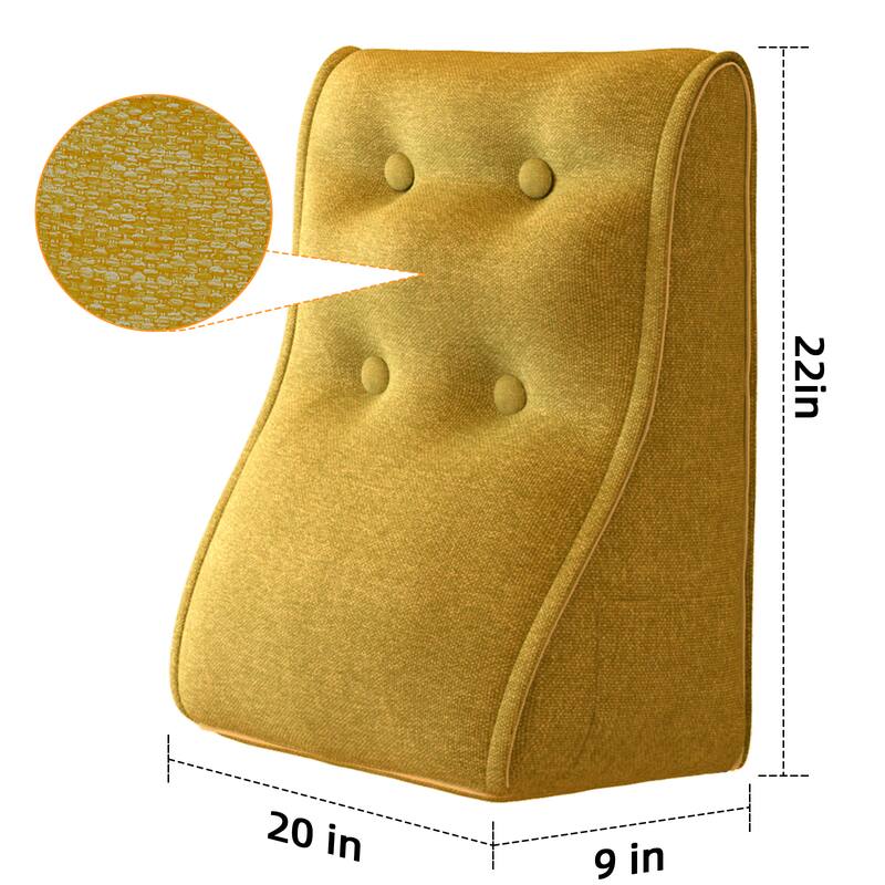 Left. wowmax - Bed Wedge Pillow Set for Adults - Head and Knee Support Pillow for Snoring, Acid Reflux & Recovery, Yellow - Yellow.