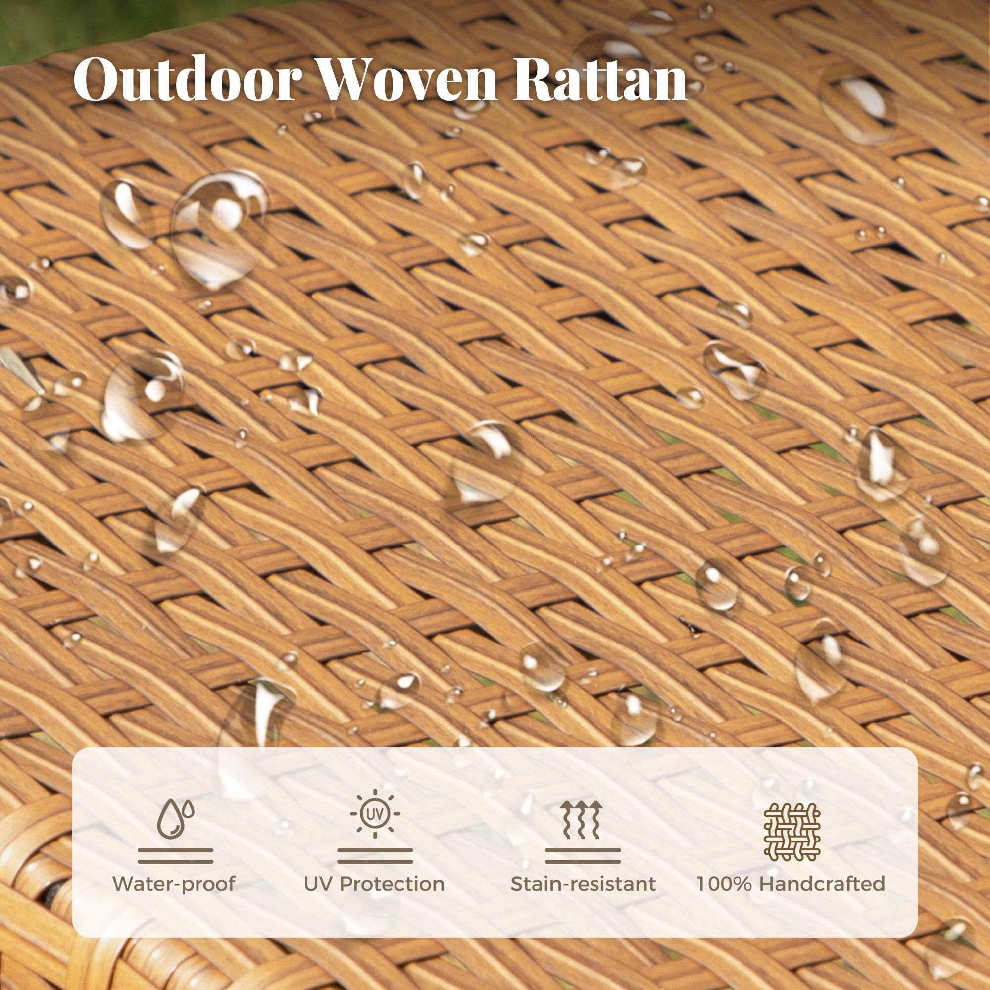 Outdoor Woven Rattan  
UV  
Water-proof  
UV Protection  
Stain-resistant  
100% Handcrafted