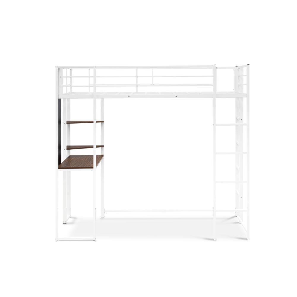 Back. East West Furniture - BUTLWHI Buckland Twin Loft Bed in powder coating white color - White.