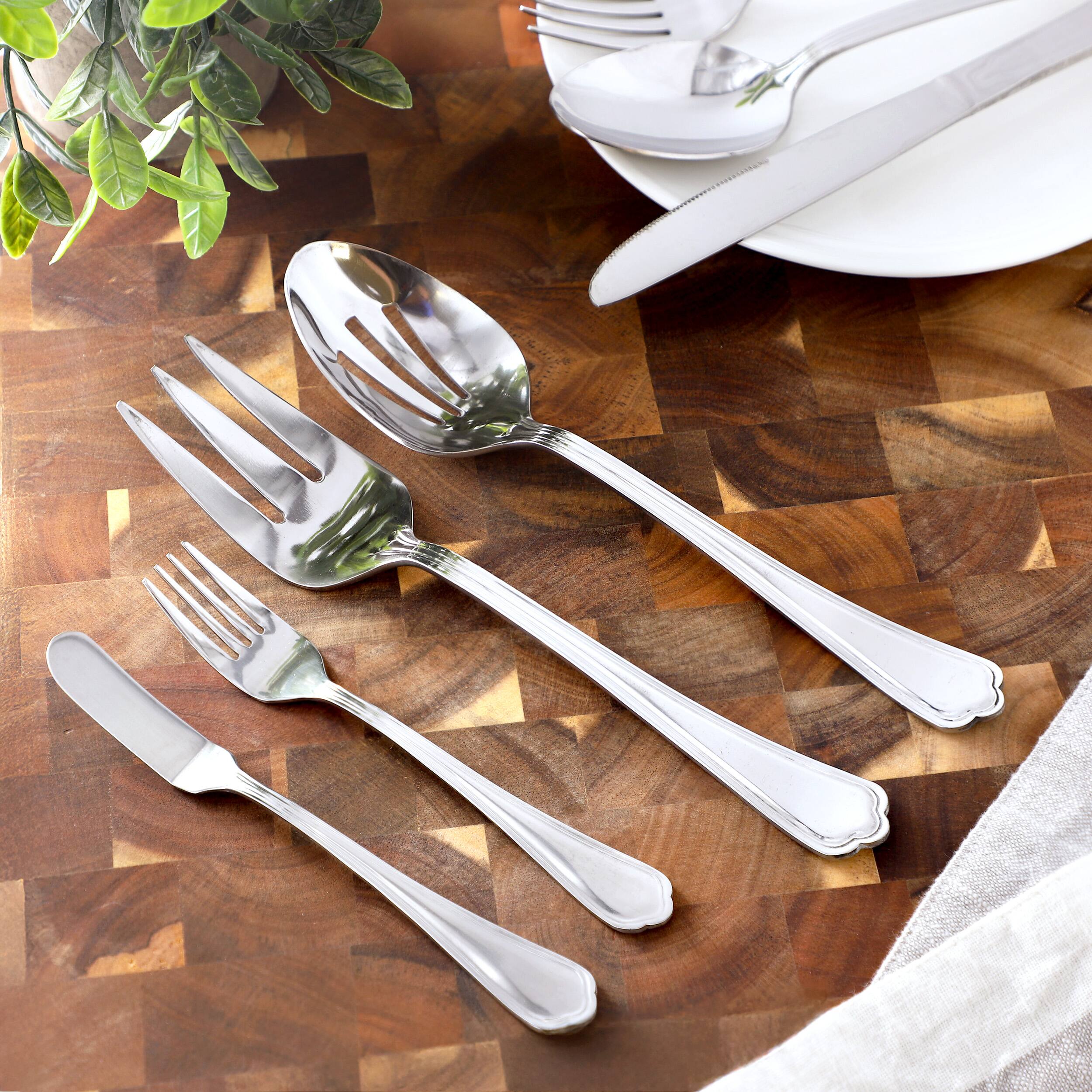 Alt View 1. Gibson - Gibson Home Aberdeen Court 45 Piece Stainless Steel Flatware and Serving Set - Silver.