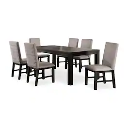 Manhattan Lane - Renu 7pc Dining Table and Chair Set, 72 Inch Top, Gray Linen, Black - Black/Gray