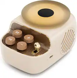 Stamp n Camp - Speakers Bluetooth Wireless 3 in 1 Protable Cute Speakers with Aromatic Tray Vintage Record Player Look Adjustable - Beige-Vintage