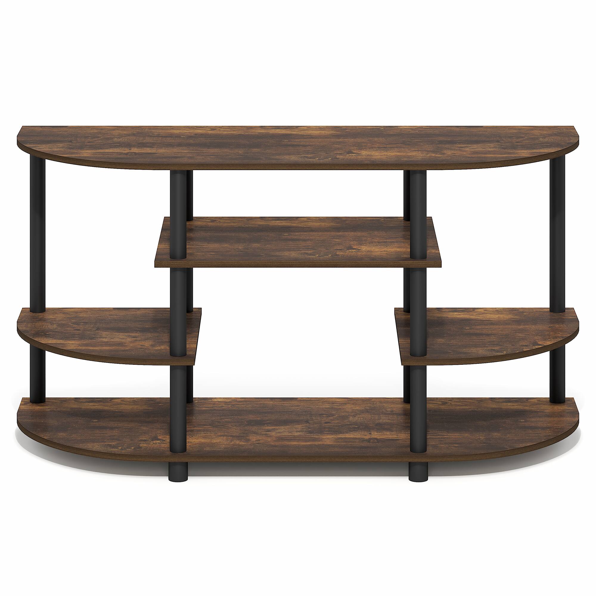 Alt View 6. Furinno - JAYA TV Stand, Open Shelf Design Corner Entertainment Center, TV Console for TV up to 46 Inch, Toolless Assembly - Amber Pine/Black.