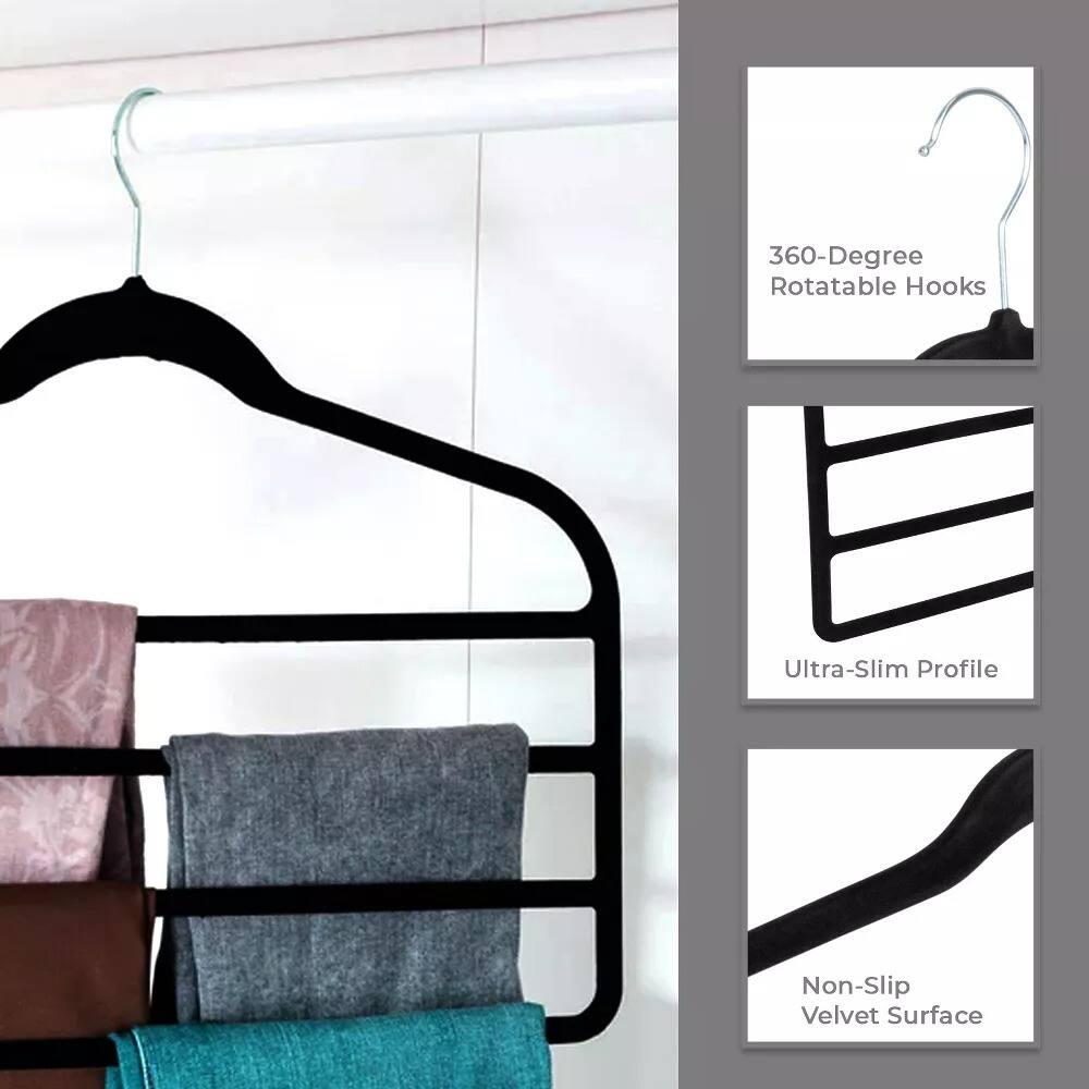 360-Degree Rotatable Hooks  
Ultra-Slim Profile  
Non-Slip Velvet Surface