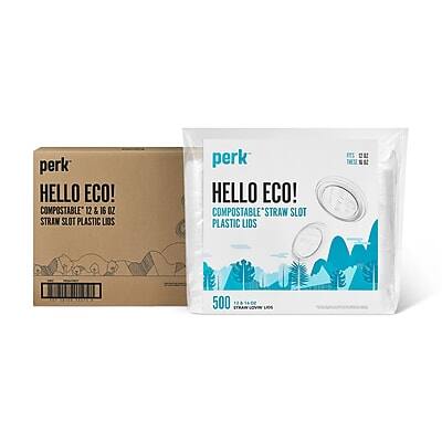 perk HELLO ECO! COMPOSTABLE 12 & 16 OZ STRAW SLOT PLASTIC LIDS  
perk HELLO ECO! COMPOSTABLE STRAW SLOT PLASTIC LIDS  
500 STRAW SLOT PLASTIC LIDS