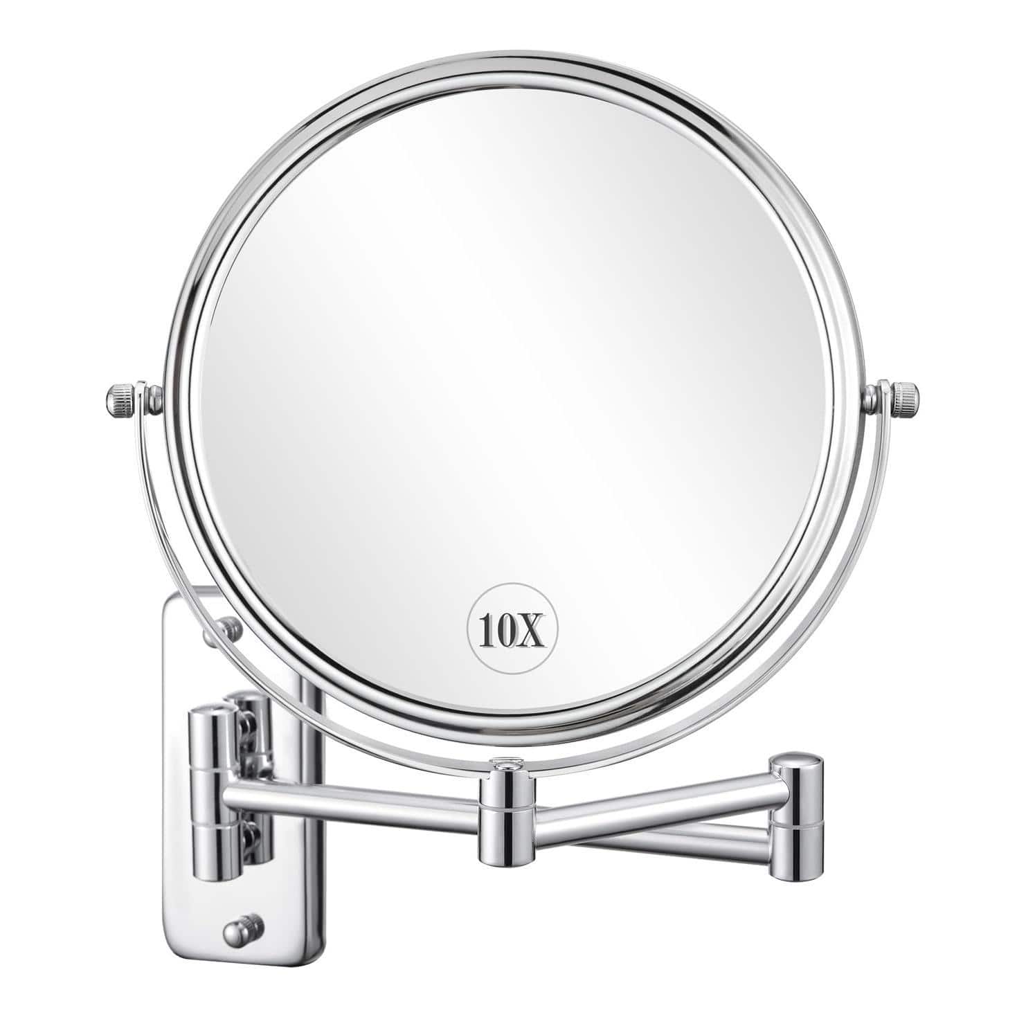Dapper Styles - Wall Mounted Magnifying Mirror With 10x Magnification Double Sided Vanity Makeup For Bathroom Finished - Chrome