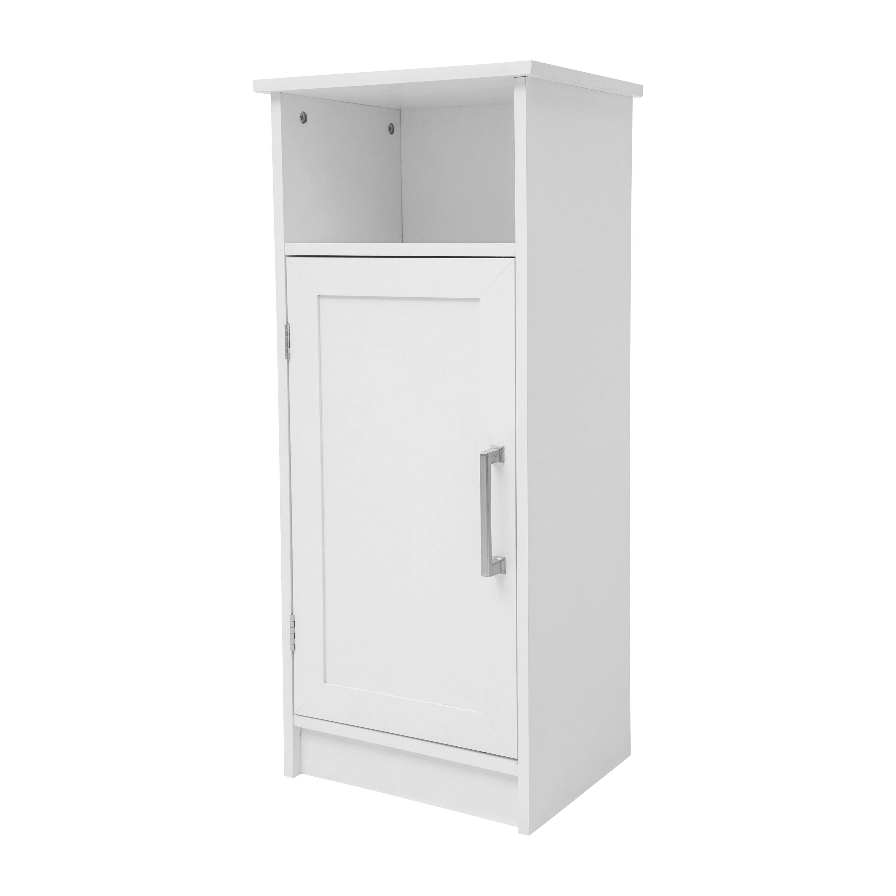 Alt View 1. Emma + Oliver - Vesta Bathroom Storage Cabinet Organizer with Adjustable In-Cabinet Shelf, Magnetic Closure Door, and Upper Open Shelf - White.